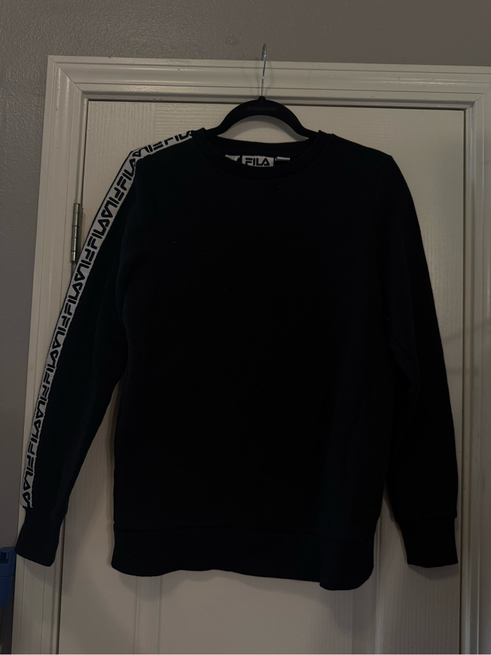 Fila Black Crewneck Sweatshirt with White Logo Stripe
